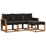 vidaXL Set de canapele de exterior cu pernă 4 pcs Natural și Negru 3381864