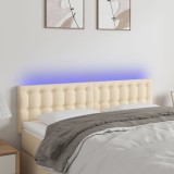 vidaXL Tăblie de pat cu LED, crem, 144x5x78/88 cm, textil