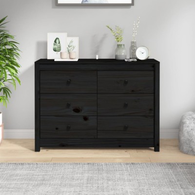 vidaXL Dulap lateral, negru, 100x40x72 cm, lemn masiv de pin 821768 foto