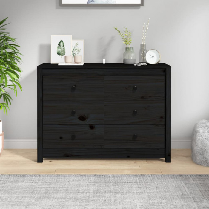vidaXL Dulap lateral, negru, 100x40x72 cm, lemn masiv de pin 821768