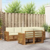 vidaXL Seturi de canapele 7 pcs Natural și Crem Lemn Solid de Acacia 3374975