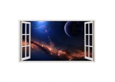 Autocolant decorativ, Fereastra, Planete, Multicolor, 83 cm, 245ST foto