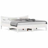 VidaXL Cadru de pat cu tăblie, alb, 180x200 cm, lemn masiv de pin