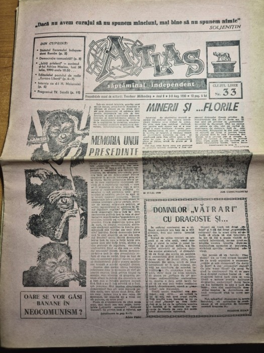 ziarul atlas clujul liber 3 - 9 august 1990