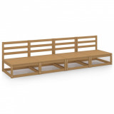 Canapea gradina 4 locuri vidaXL, lemn masiv pin, maro miere, modulara, 70x70x67cm, relaxare terasa