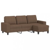 Cumpara ieftin Canapea cu 3 locuri cu taburet, maro, 180 cm, material textil