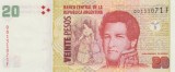 ARGENTINA █ bancnota █ 20 Pesos █ 2003- █ P-355 █ UNC █ necirculata