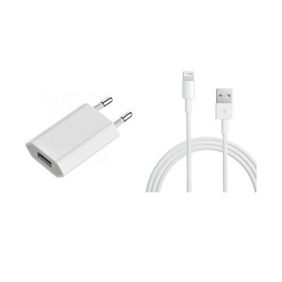 Incarcator Telefon Priza USB alb 1A iPhone + cablu date Lightning foto