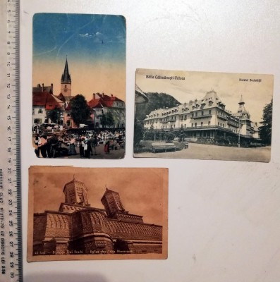LOT 3 CARTE POSTALA CALIMANESTI VALCEA , IASI 3 IERARHI , SIBIU PIATA PR. CAROL foto
