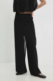 Answear Lab pantaloni femei, culoarea negru, lat, high waist