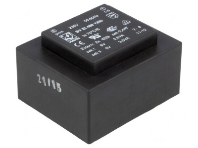 Transformator &amp;Icirc;ncapsulat 7VA 230V 2x9V pentru PCB foto