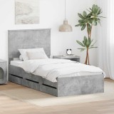 Cumpara ieftin Cadru de pat Gri din beton 90 x 190 cm Lemn Ingineresc