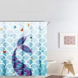 Perdea Duș, Model Sirena, Material PEVA, Dimensiune 180x180cm, Culoare Multicolor, Set 12 Inele, Oem