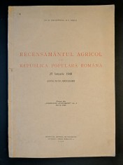 ind. agricola 1948 RECENSAMANTUL AGRICOL din RPR Romania Statistica Statistici