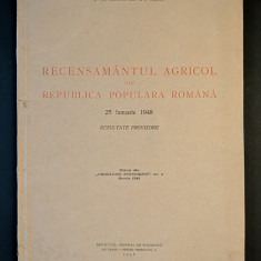 ind. agricola 1948 RECENSAMANTUL AGRICOL din RPR Romania Statistica Statistici