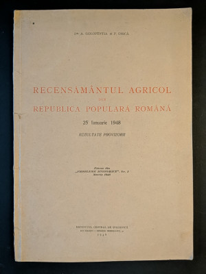 ind. agricola 1948 RECENSAMANTUL AGRICOL din RPR Romania Statistica Statistici foto