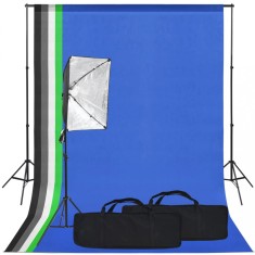 Kit studio foto cu lumina softbox ?i fundal foto