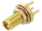 Conector SMA soclu mamă drept THT PTFE aurit GCT RFPC-SMA16-FN-A