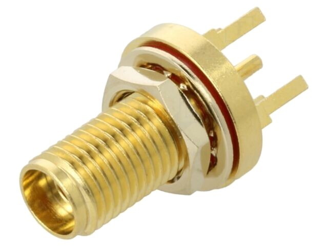 Conector SMA soclu mamă drept THT PTFE aurit GCT RFPC-SMA16-FN-A