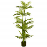 Cumpara ieftin HOMCOM Planta artificiala Palmier tropical in ghiveci cu 45 de frunze, pentru interior exterior, 140 cm, Verde | AOSOM RO