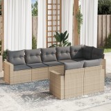 vidaXL Set canapele de grădină, 8 piese, cu perne, bej, poliratan