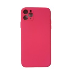 Huse silicon protectie camera cu microfibra in interior Iphone 11 Pro Roz Neon