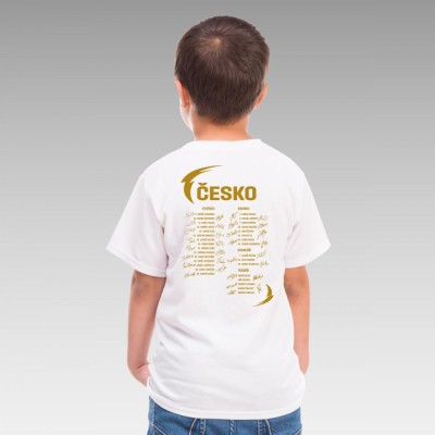 Echipa națională de hochei tricou de copii HO&amp;Scaron;I DĚKUJEM Ice Hockey World Championship Czechia MS 2024 GOLD EDITION White - Dětsk&amp;eacute; L 10 - 130 - 140 foto