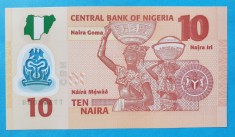10 Naira 2010 Bancnota veche Africa - Nigeria - stare foarte buna - UNC