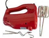 Mixer de mana HM1521 150W, 5 viteze + Turbo, teluri si carlige din inox, rosu, Oem