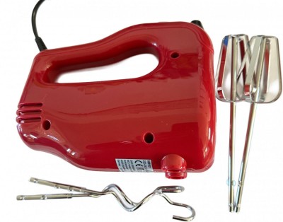 Mixer de mana HM1521 150W, 5 viteze + Turbo, teluri si carlige din inox, rosu foto