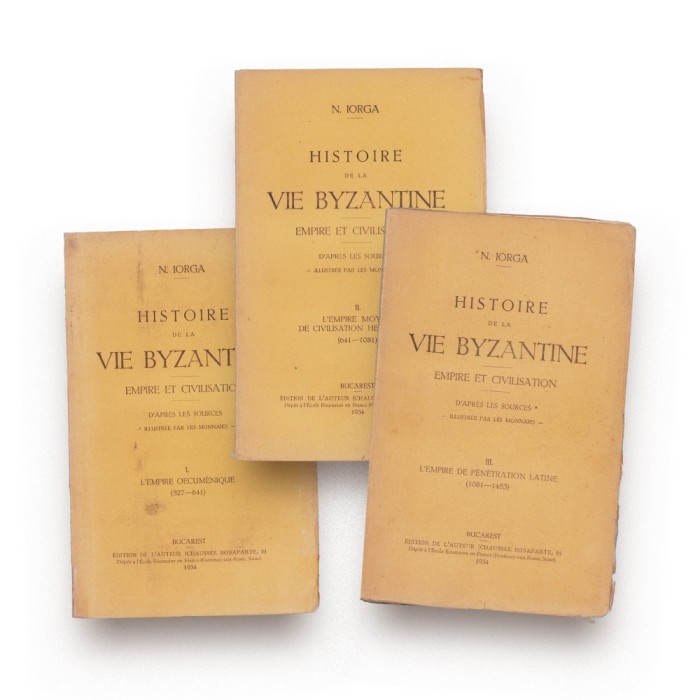 N. Iorga, Histoire de la vie byzantine, 1934, cu dedicație pentru Germain Rouillard