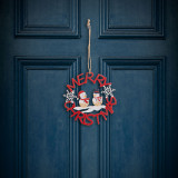 Decor de Craciun - Om de zapada din lemn, rosu - 10 cm, Familly Christmas