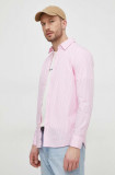 Cumpara ieftin United Colors of Benetton camasa din bumbac barbati, culoarea roz, cu guler clasic, regular