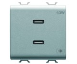 Priza USB tip C dubla 2M PD 63W Gewiss Chorus titan GW14417