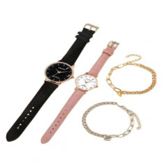 Set doua ceasuri CADVAN cu cuarț , bratari negru , roz , doua bratari magnetice cadou 19 cm