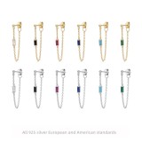 Cumpara ieftin Cercei Argint 925 Chain Loop Zirconiu Baguette Femei Placat Aur / Rodiat