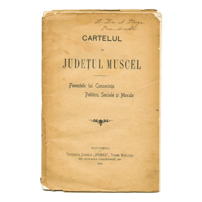Cartelul &amp;icirc;n Județul Muscel, cu semnătura olografă a lui D. A. Sturza - D foto
