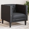 vidaXL Fotoliu Chesterfield Negru Piele Ecologica 71x74.5x70.5 cm, Design Clasic, Confortabil, Rezistent, Ideal Relaxare
