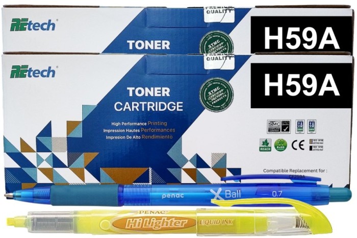 Set Cartuse Toner ReTech Compatibil HP59A, 2xCF259A Negru, 6000 pagini cu chip, Pix Xball si Textmarker Penac