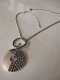 Colier inox- lantisor +pandantiv placat cu aur alb 18k martisor