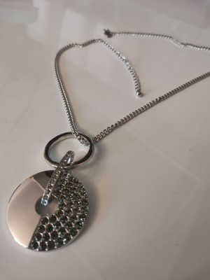 Colier inox- lantisor +pandantiv placat cu aur alb 18k martisor foto