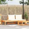 VidaXL Bancă de grădină cu masă, perne alb crem, lemn masiv de acacia 316314