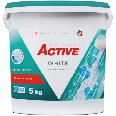 Detergent pudra pentru rufe albe Active, galeata 5kg, 65 spalari foto