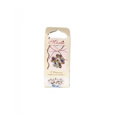 Martisor tip brosa cu model trifoi cu pietricele colorate pentru 1 si 8 martie