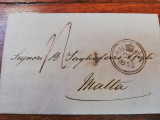 Plic prefilatelic circulat Londra- Malta, 1855, 7 dec., stare foarte buna