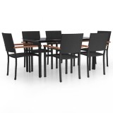 Cumpara ieftin Set mobilier de gradina, 7 piese, negru, poliratan