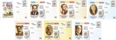 |Romania, Centenar filatelic timisorean (I), 1903-2003, cps, 2003 foto