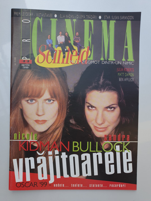 Revista Pro Cinema nr 44, Aprilie 1999, stare f buna. Seinfield, Kidman, Bullock