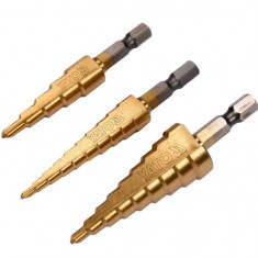 Set 3 burghie in trepte Yato YT-44731, pentru metal, 3-20 mm Mania Tools foto