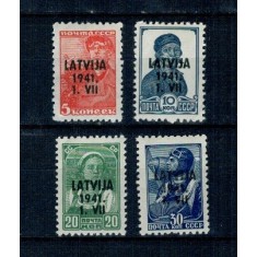Letonia, ocupatia Germana 1941 - Supratipar pe URSS, serie neuzata incompleta